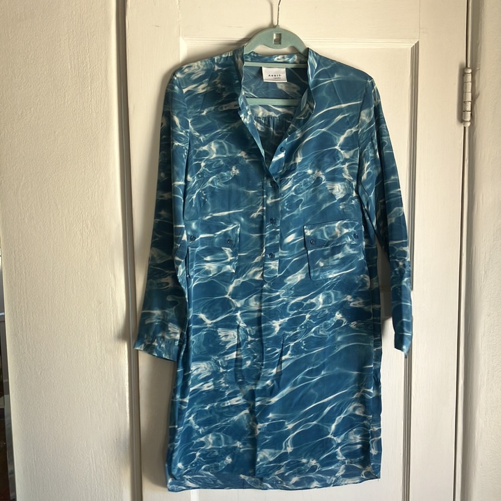 Akris Water Print Silk Mini Dress Tunic US 6 fits 8 also